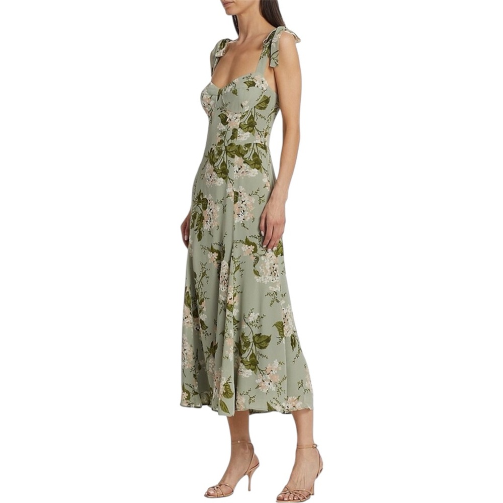 Reformation Sage Green Floral Midi Dress - Picture 3 of 13